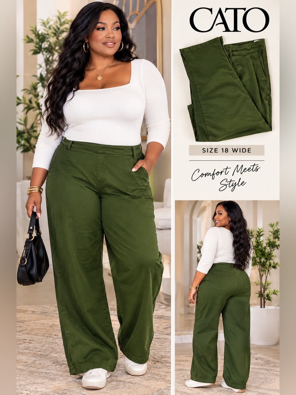 CATO | Olive Green Bengaline Pants